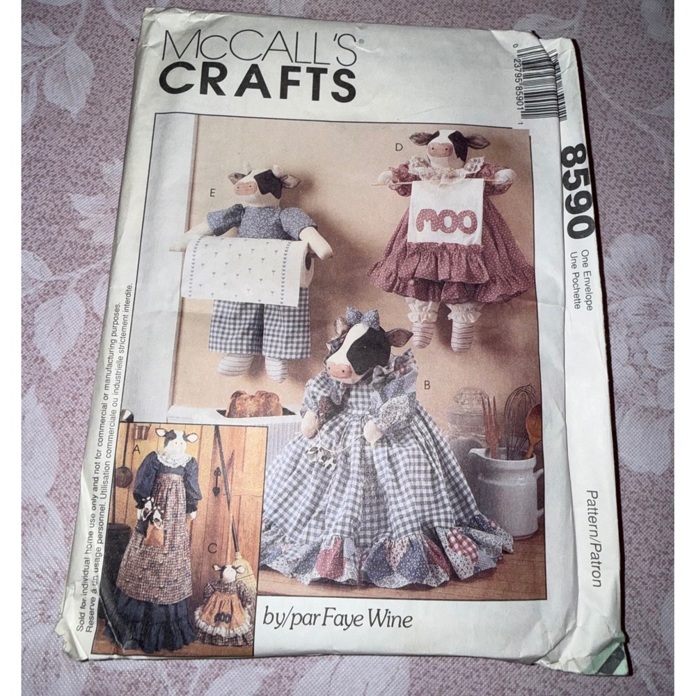McCall's 8590‎ Cow Kitchen Accessories Pattern Faye Wine Vacuum Toaster Cover